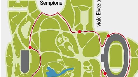 Una parte del percorso al Parco Sempione Una parte del percorso al Parco Sempione